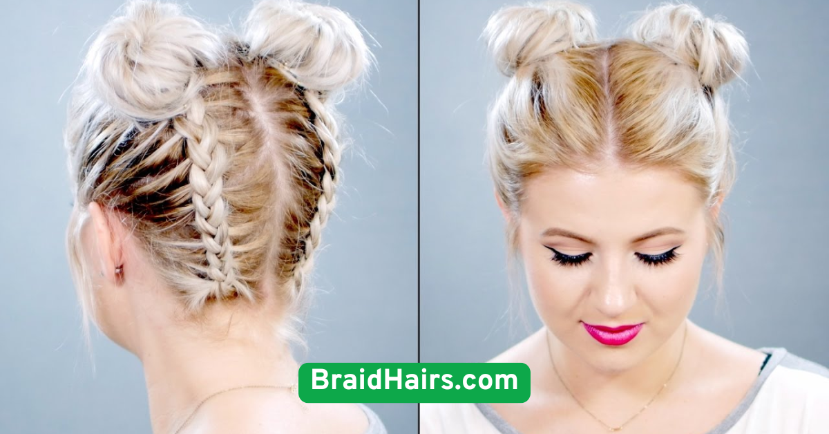 Braided Space Buns for Youthful Style